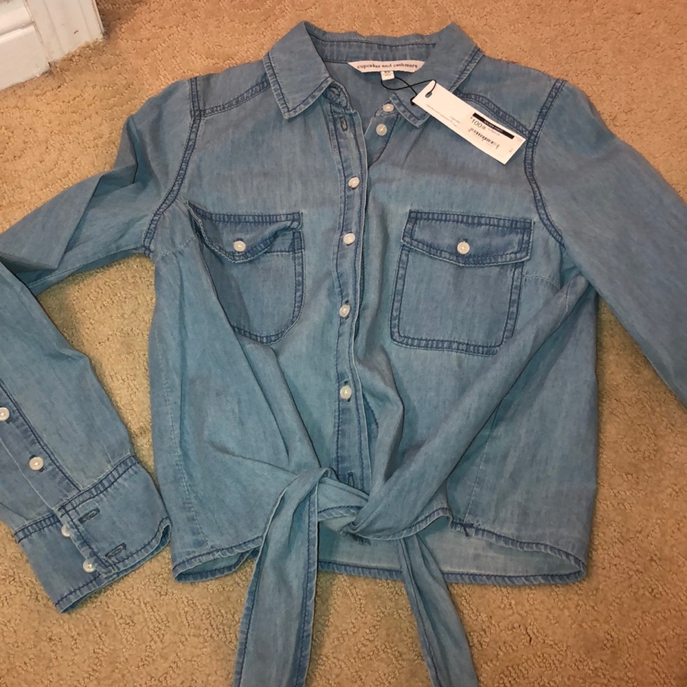 denim tie top